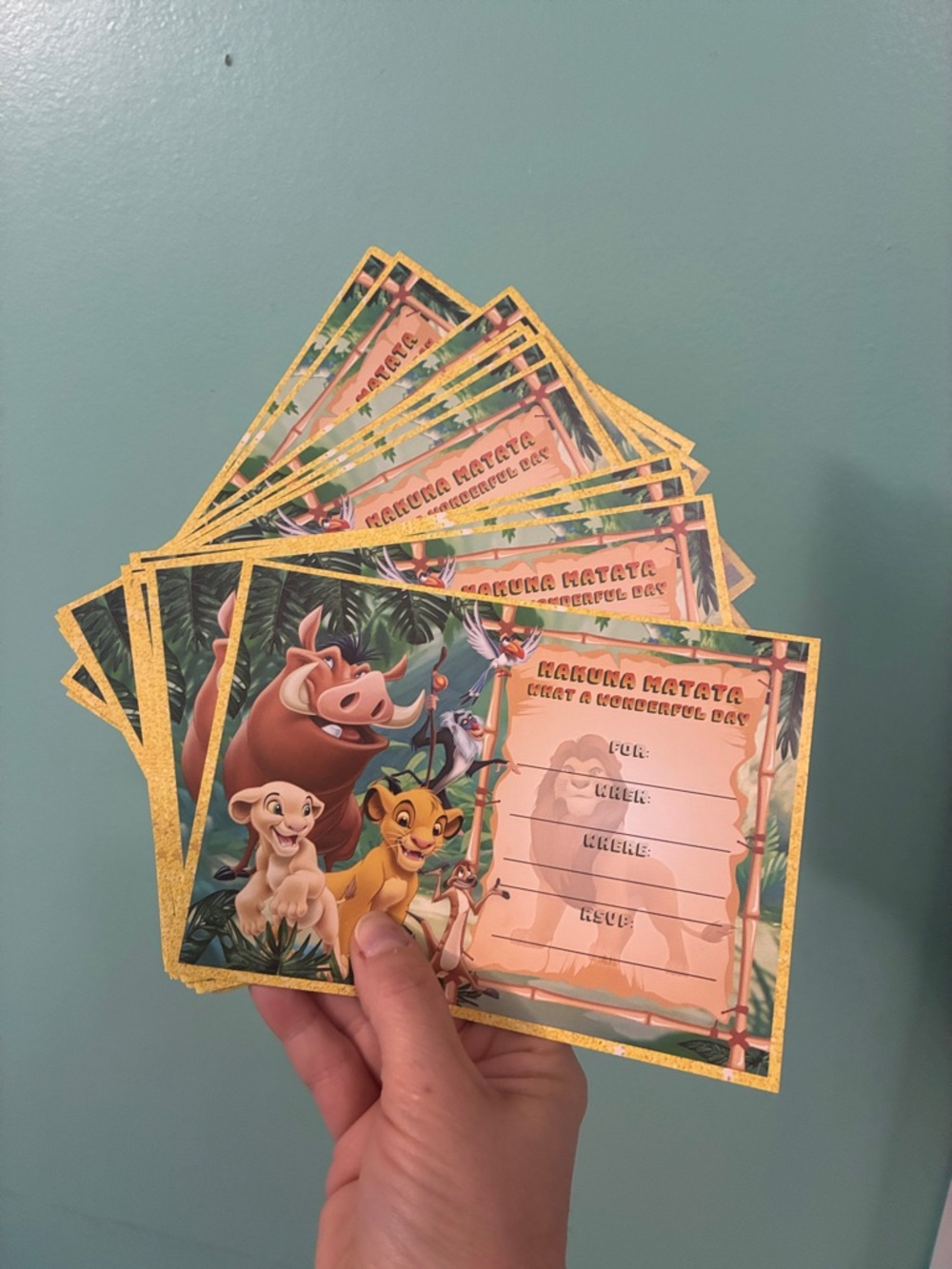NEW 18 DISNEY The Lion King Birthday  Party Invitations SIMBA TIMON PUMBA